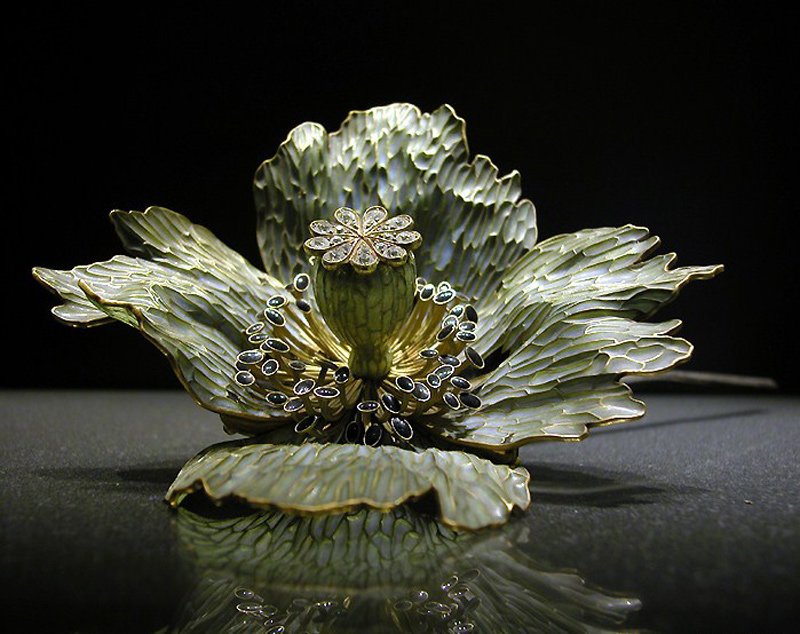 Шпилька для волос Мак, 1903г. работа Рене Лалика (Rene Lalique)